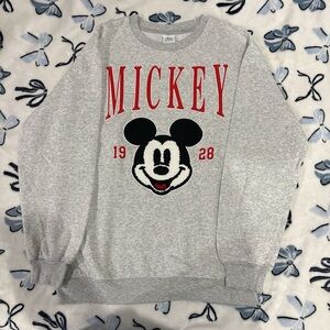 Disney Gray Crewneck Sweatshirt with Red Mickey Graphic